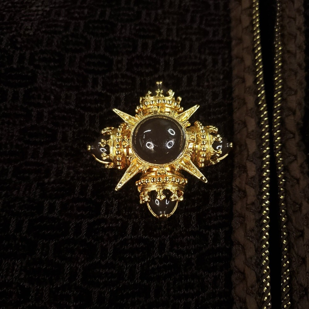 St. John Collection‎ Skirt Jacket Set Women 12 Brown Gold Button Luxury 2 Piece - Picture 7 of 16